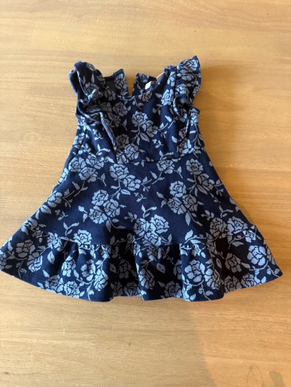 Janie and Jack Navy and Light Blue Floral Ruffle Dress
